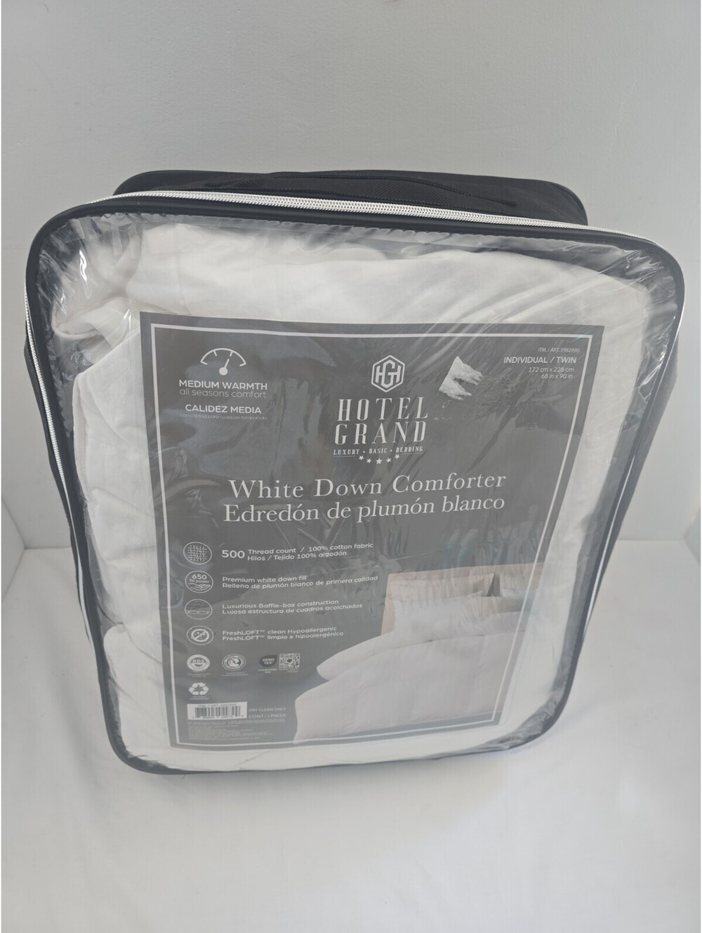Hotel Grand White Down Comforter - Individual/Twin Size 68” x 90” - 5982990